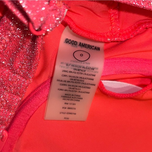 Good American Sparkle Show Off Underwire One-Piece Swimsuit in Fiery Coral 002 - Picture 14 of 14